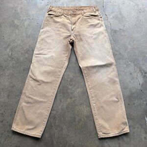 Vintage Dickies Genuine Workwear Brown Tan Carpenter Canvas Workwear Pants 35x32